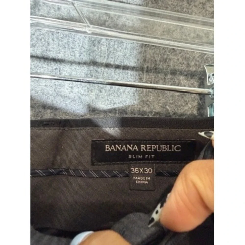Banana Republic Mens 36x28 Slim Fit Marzotto Italian Wool Dress Pants Gray Solid